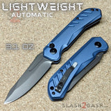 Striker Switchblade Lightweight Automatic Knife Blue Aluminum CNC machined reverse tanto