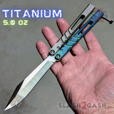 The ONE CHAB Clone Balisong Titanium Butterfly Knife Grey & Green D2 Sharp Live Satin S2G slash2gash