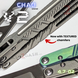 The ONE CHAB clone v2 Butterfly Knife TITANIUM Balisong - Textured Channel BRS live sharp trainer