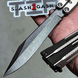 The ONE CHAB clone v2 Butterfly Knife Spare Alt Blade TITANIUM Balisong Black Sharp Live