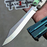 The ONE CHAB clone v2 Butterfly Knife Spare Schimitar Blade TITANIUM Balisong Silver Sharp Live