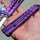 The ONE CHAB clone v2 Butterfly Knife TITANIUM Balisong Purple Textured Handle