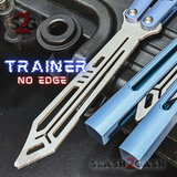 The ONE Channel Replicant Balisong Clone Butterfly Knife CHEP - Blue TITANIUM Trainer Practice Dull Safe Training