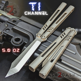 The ONE channel Replicant Balisong Clone TITANIUM Butterfly Knife - grey silver Chep Sharp Live D2 Stonewash