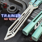 The ONE Channel Replicant Balisong Clone Butterfly Knife CHEP - Green TITANIUM Trainer Practice Dull Safe Training