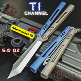 Channel Replicant Balisong Clone The ONE Butterfly Knife CHEP - Blue Gray TITANIUM Sharp Live D2 Silver
