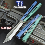 Channel Replicant Balisong Clone The ONE Butterfly Knife CHEP - Blue Green TITANIUM Sharp Live D2