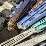 The ONE Channel Replicant Balisong Clone CHEP TITANIUM Butterfly Knife - stonewashed finish toxic fire