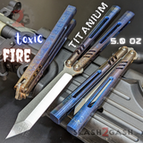 Channel Replicant Balisong Clone The ONE TITANIUM Butterfly Knife CHEP - Toxic Fire Sharp Live D2 Stonewash Blade