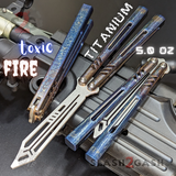 Channel Replicant Balisong Clone The ONE Toxic Fire TITANIUM Butterfly Knife - CHEP Trainer Practice Dull Safe Training