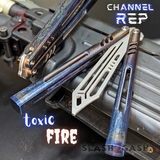 Channel Replicant Balisong Clone The ONE Toxic Fire TITANIUM Butterfly Knife - CHEP Trainer Practice Dull Safe Training