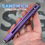 The ONE TITANIUM Balisong EX-10 clone Butterfly Knife Damascus Purple Blue Hardware slash2gash S2G