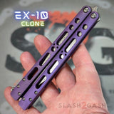 The ONE TITANIUM Balisong EX-10 clone Butterfly Knife Real Damascus Purple slash2gash S2G
