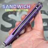 The ONE TITANIUM Balisong EX-10 clone Butterfly Knife Real Damascus Purple slash2gash S2G