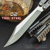 The ONE Hammer CHAB Balisong Clone TITANIUM Butterfly Knife - Back Channel Sharp Live D2 Tool Steel