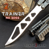 The ONE Hammer CHAB Balisong Clone TITANIUM Butterfly Knife - Black Channel Trainer Practice Dull Safe Training