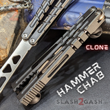 The ONE Hammer CHAB Balisong Clone TITANIUM Butterfly Knife - Black Channel Trainer Practice Dull Safe Training