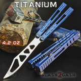 The ONE Hammer CHAB Balisong Clone TITANIUM Butterfly Knife - Blue Channel Trainer Practice Dull Safe Training