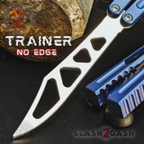 The ONE Hammer CHAB Balisong Clone TITANIUM Butterfly Knife - Blue Channel Trainer Practice Dull Safe Training