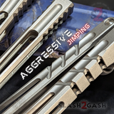 The ONE Hammer CHAB Balisong Clone TITANIUM Butterfly Knife - Channel Aggressive Jimping