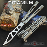 The ONE Hammer CHAB Balisong Clone TITANIUM Butterfly Knife - Gray Silver Channel Trainer Practice Dull Safe Training