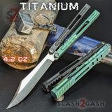 The ONE Hammer CHAB Balisong Clone TITANIUM Butterfly Knife - Black Green Channel Sharp Live D2 Pinless