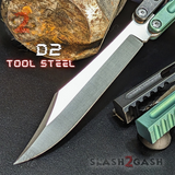 The ONE Hammer CHAB Balisong Clone TITANIUM Butterfly Knife - Black Green Channel Sharp Live D2 Tool Steel