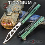 The ONE Hammer CHAB Balisong Clone TITANIUM Butterfly Knife - Black Green Channel Trainer Practice Dull Safe Training