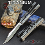 Hammer CHAB Balisong Clone The One TITANIUM Butterfly Knife - Black Grey Channel Sharp Live D2 Pinless