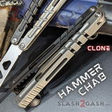 Hammer CHAB Balisong Clone The One TITANIUM Butterfly Knife - Black Silver Channel Trainer Practice Dull Safe Training