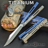 Hammer CHAB Balisong Clone The One TITANIUM Butterfly Knife - Blue Grey Channel Sharp Live D2 Pinless