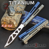 Hammer CHAB Balisong Clone The One TITANIUM Butterfly Knife - Blue Silver Channel Trainer Practice Dull Safe Training