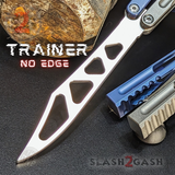 Hammer CHAB Balisong Clone The One TITANIUM Butterfly Knife - Blue Silver Channel Trainer Practice Dull Safe Training