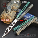 Hammer CHAB Balisong Clone The One TITANIUM Butterfly Knife - Green Silver Channel Trainer Practice Dull Safe Training