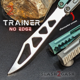 Hammer CHAB Balisong Clone The One TITANIUM Butterfly Knife - Green Silver Channel Trainer Practice Dull Safe Training