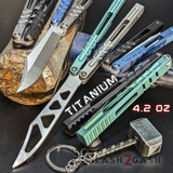 The ONE Hammer CHAB Balisong Clone TITANIUM Butterfly Knife - Channel Multi colored Handles Dual Toned