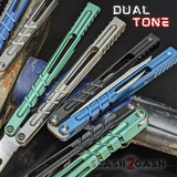 The ONE Hammer CHAB Balisong Clone TITANIUM Butterfly Knife - Channel Multi colored Handles Dual Toned