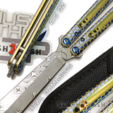 TheONE Python Clone Butterfly Knife TITANIUM Balisong - Damascus