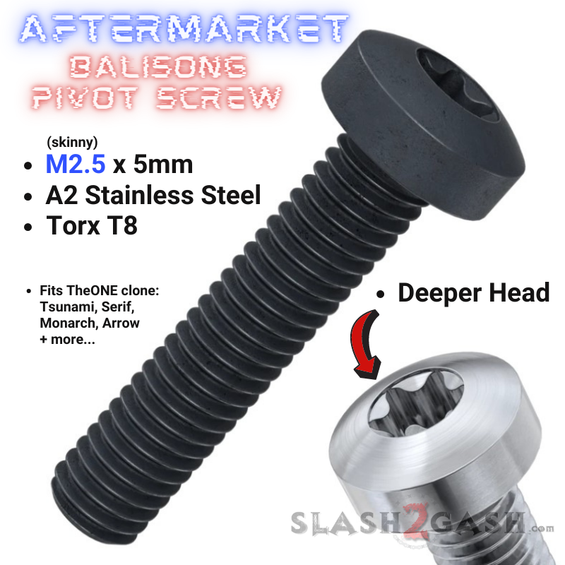 Balisong Pivot Screw (A2) Stainless Steel w/ DEEPER HEAD - M2.5 x