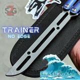 The ONE Tsunami Balisong Clone TITANIUM Butterfly Knife - Blue Channel Trainer Practice Dull Safe Training