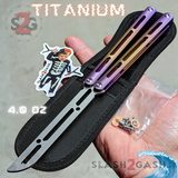 Tsunami Balisong Clone The ONE TITANIUM Butterfly Knife - Purple Fade Channel Trainer Practice Dull Safe Training