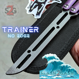 Tsunami Balisong Clone The ONE TITANIUM Butterfly Knife - Purple Fade Channel Trainer Practice Dull Safe Training