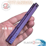Tsunami Balisong Clone The ONE TITANIUM Butterfly Knife - Solid Purple Channel Sharp Live D2 Stonewash