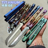 The ONE Tsunami Balisong Clone TITANIUM Butterfly Knife - Channel Damascus D2 Bushings Floating Washers