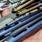 The ONE Tsunami Balisong Clone Toxic Fire TITANIUM Butterfly Knife - Channel Grippy Grooves 