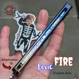 The ONE Tsunami Balisong Clone Toxic Fire TITANIUM Butterfly Knife - Channel Aftermarket T8 Screw Upgrade