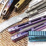 The ONE Viper Balisong Clone TITANIUM Butterfly Knife - Etched Handle Pattern