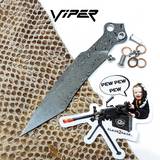 The ONE Viper Balisong Clone Spare Blade TITANIUM Butterfly Knife Replacement - Real Damascus Sharp Live