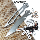 The ONE Viper Balisong Clone Spare Blade TITANIUM Butterfly Knife Replacement - Damascus Trainer