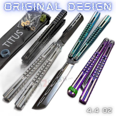 Mirage Balisong Original Titus Butterfly Knife Channel Titanium Bushings VG-10 S2G slash2gash